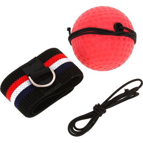 Lot de 1 ballon de boxe adulte pour entraînement de vitesse avec bandeau rouge (1/5)