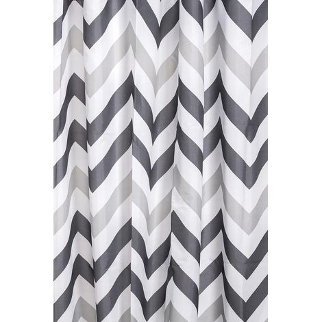 Croydex, Grey Chevron Textile Shower Curtain 1800mm x 1800mm, 100% Polyester  (1/4)