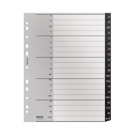LEITZ A-Z Register Leitz Recycle DIN A4 Überbreite Kunststoff 90 % recycelt schwarz 20Registerblätter