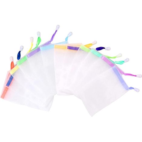 Lot de 20 sachets de savon en mousse, filet, sac en filet, exfoliant, pour savon, filet, double couche, pour savon, filet, couleur aléatoire (1/5)