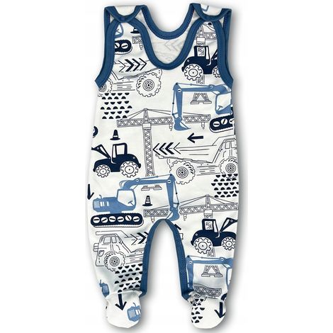Monos, monos desabrochados, 56 pijamas para niño, payaso, b/r, con excavadoras (1/5)