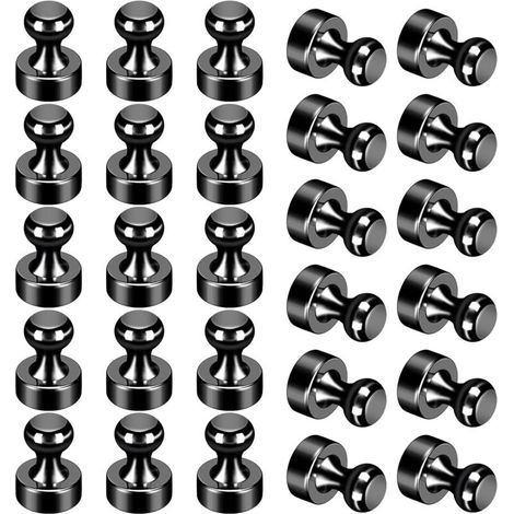 Lot de 24 aimants de réfrigérateur noirs pour adultes, puissants pour tableau blanc, casiers, bureau, salle de classe, cuisine (1/4)