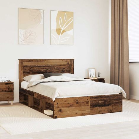 Estructura de cama con cabecera Madera vieja 150 x 200 cm