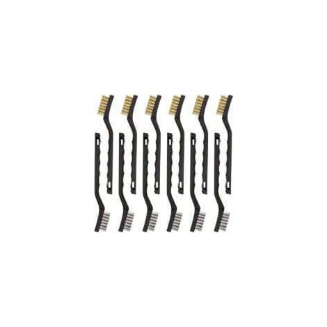 Ensemble de 12 mini brosses métalliques en acier inoxydable et laiton pour éliminer les résidus de soudure, les frottements et la rouille. (1/5)