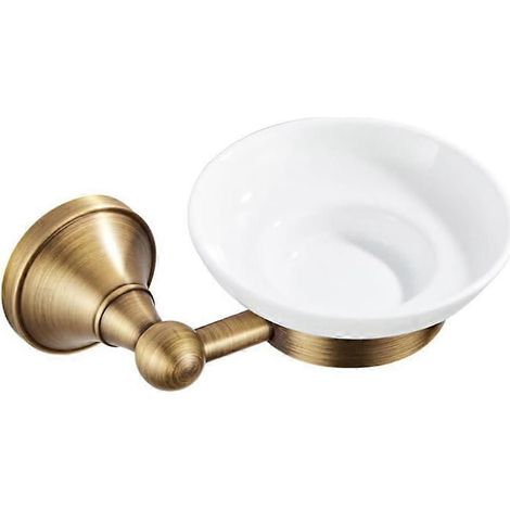 Support de toilette de salle de bain antique brossé avec support en céramique pour toilettes (1/5)