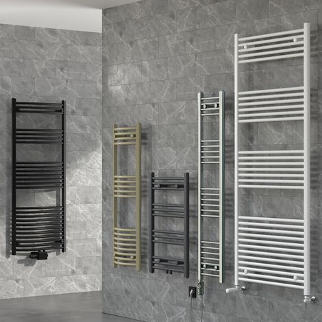 LuxeBath Badheizkörper Sahara 500x1200 mm Anthrazit gerade Mittelanschluss inkl. Anschlussgarnitur mit Thermostat Durchgang Heizkörper Handtuchwärmer Handtuchtrockner Handtuchheizung Badezimmer (1/5)