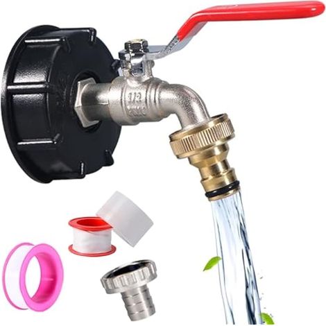 1/2" Raccord de Cuve IBC en Laiton Étanche Adaptateur IBC Robinet S60x6 pour Réservoir d'Eau Connecteur de Tuyau de Jardin Pièces de Remplacement de Vanne (1/2) (1/5)
