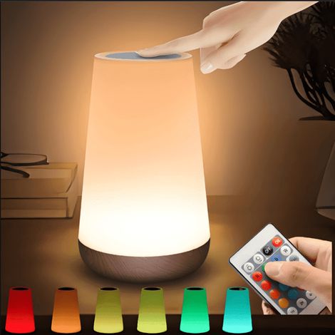 Lampe De Nuit Led Rechargeable - Lampe De Chevet À Toucher Avec Télécommande - 13 Couleurs Et 3 Modes D'éclairage - 90 X 150 Mm - 1800 Mah