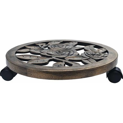 vidaXL Soporte con ruedas de plantas 6 uds plástico color bronce 38 cm (1/2)