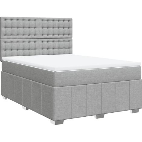 Maison Exclusive - Boxspringbett mit Matratze Hellgrau 160x200 cm (1/5)