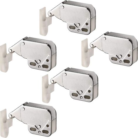 CCYKXA Loquet à ressort avec pression de fermeture, serrure de porte en acier nickelé, version renforcée avec contre-pièce d\'origine. (1/5)