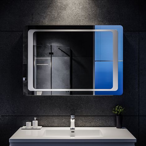 Miroir Led Anti-buée Interrupteur Infrarouge Miroir Salle de Bains Mural Lumière Illumination 100x70 CM (1/5)
