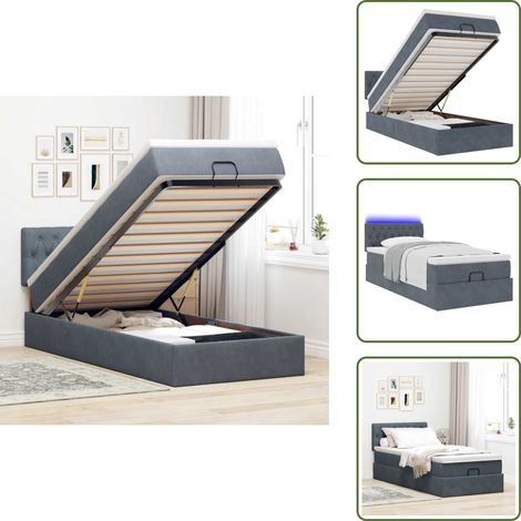 Stoccaggio sotto il letto - vidaXL Struttura Letto Pouf con Materasso 90x190 cm in Velluto - Coprimaterasso