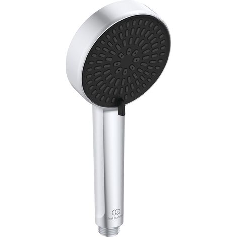 Ideal Standard - Alu+, Doccetta a mano per doccia anticalcare in alluminio a due funzioni con diametro 10cm, Telefono doccia con portata 8l/min, Matt silver (1/5)