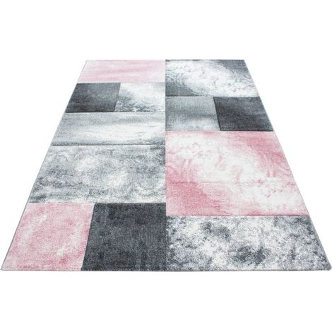 Ayyildiz Tapis Moderne - Géométrique - Abstrait Design - Tapis Flottant Salon - Rose - 370 cm x 280 cm (1/4)