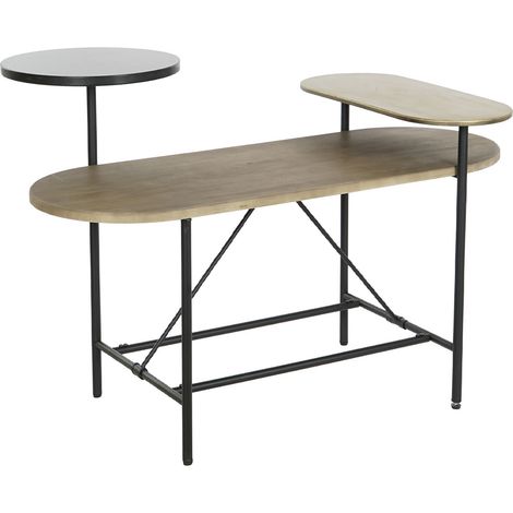 Table basse en métal / marbre et bois MDF coloris multicolore - Longueur 116 x Profondeur 76 x Hauteur 64 cm -PEGANE- (1/5)