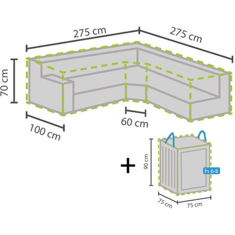 Schutzhülle trapezförmig 275x275cm für Garten Lounge Set + Hülle für 6-8 Kissen (1/5)