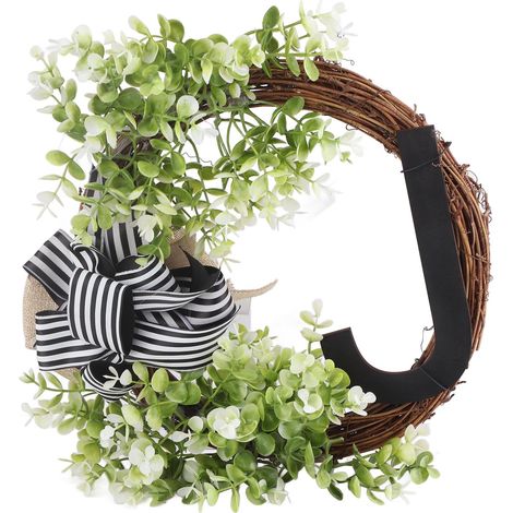 Couronne de porte d'entrée créative avec nœud, 26 lettres, couronne décorative de jardin extérieur (1/5)