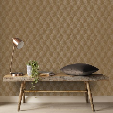 Papier peint intissé quadrillage Romee 1005 x 52cm Marron doux (1/5)
