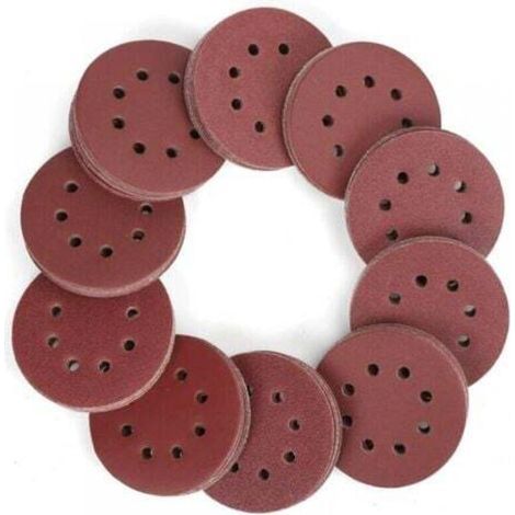 Disques de Ponçage 150 Pièces, Disques Abrasifs de 125mm avec 8 Trous, Papier de Verre, Papier Sablé, Grain 60, 80, 100, 120, 150,180, 240, 320, 400, 600 pour Polissage, Dérouillage, Finition (1/4)