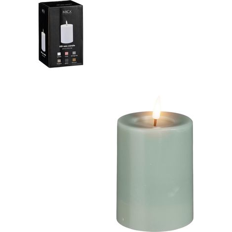 Mica LED Kerze grün, warm weiss, batteriebetrieben mit Timer 10 x Ø 7,5 cm Flammenlose/LED-Kerze (1/2)