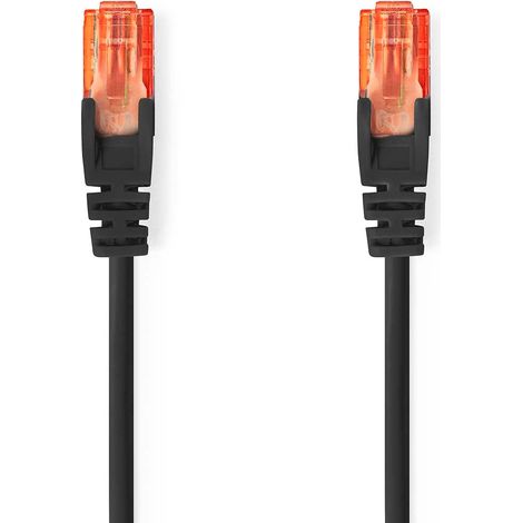 Cable de red CAT6  RJ45 macho  RJ45 macho  U/UTP  0,25m  Redondo  PVC  Negro  Etiqueta