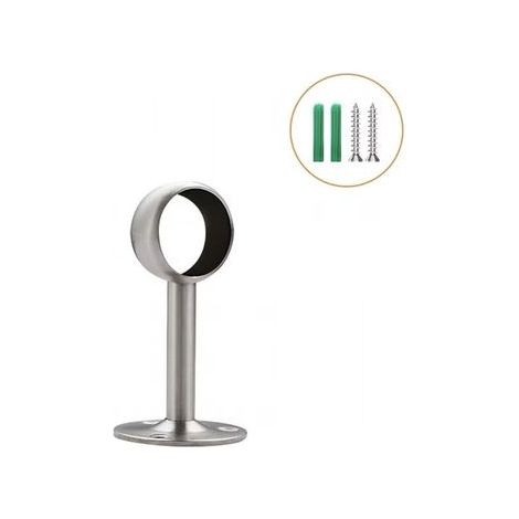Lot de 2 supports avec tube pour penderie en acier inoxydable, Dia 25mm (1/2)