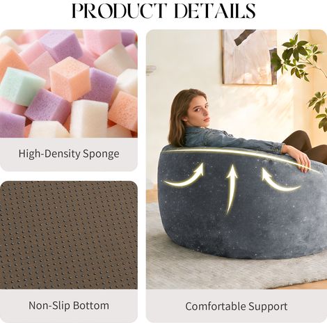 Fauteuil Poire Dossier Haut Courbé avec Soutien Intégral du Corps, Idéal pour Détente Immersive, Salon Moderne, Couleur et Taille Variables, Lot de 1 (1/5)