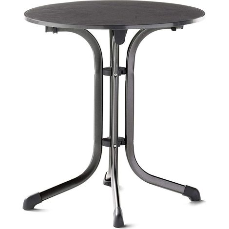 Table Pliante avec Plateau en Acier Gris Fer et Ardoise Anthracite Ø 68 cm (1/5)