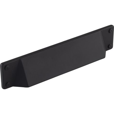 Pamar Muschelgriff Manto, Möbelgriff Schubladengriff Küchengriff, einfache Montage, Zinkdruckguss schwarz matt, Breite 175 mm, Lochabstand 128 mm