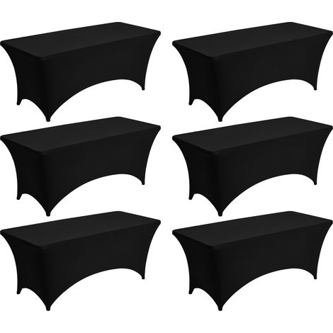 Mophorn Tovaglia Elasticizzata in Spandex Rettangolare, Lavabile e Resistente alle Pieghe, Adatta per Tavoli da 1829 mm, Copertura Elegante per Eventi, Cerimonie e Banchetti, Nero 6 Pezzi