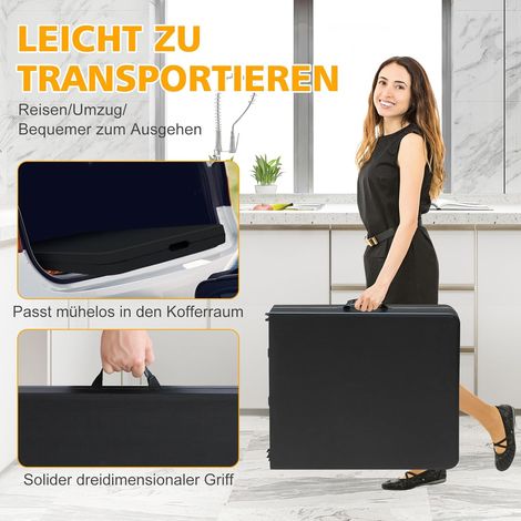 Table pliante en plastique 125 x 61 cm – Multifonctionnelle avec poignées, noire – Idéale pour barbecues, camping et fêtes (1/5)