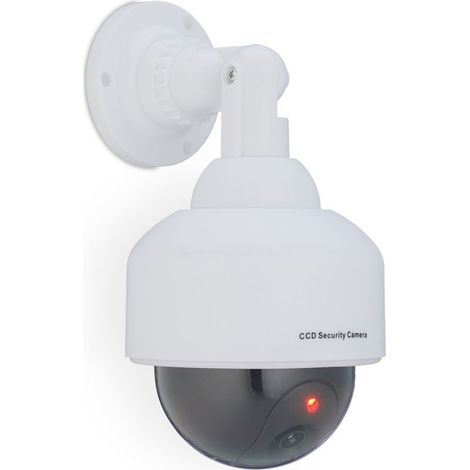 Relaxdays Fausse caméra de surveillance en dôme, lumière LED clignotante, dissuade intrus, intérieur/extérieur, blanche (1/5)
