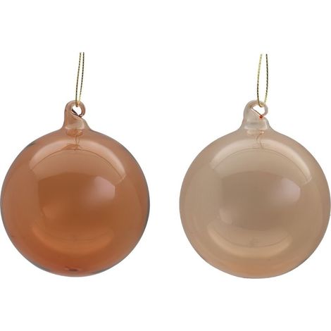Set 12 sfere in vetro colorato doppio tono whisky 8 cm. (1/3)