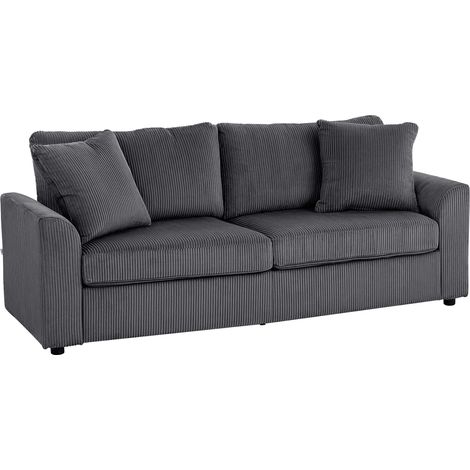 3-Sitzer-Cord-Sofa mit Kissen, 212 cm, Dunkelgrau (1/5)