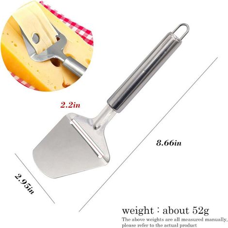 Trancheuse à Fromage en Acier Inoxydable - Trancheuse Multifonction - Trancheuse Manuelle - Antiadhésif Argenté - Idéale pour Cuisine et Tous Types de Fromage (1/4)