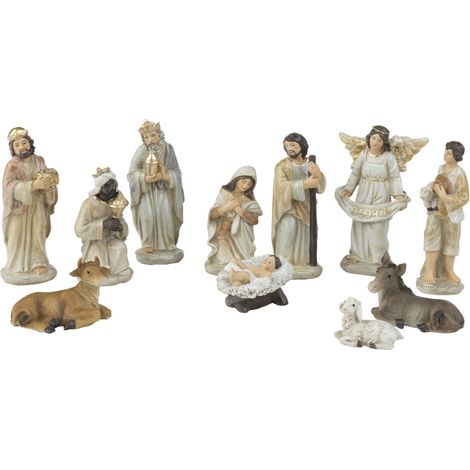 Dekofiguren-Set Weihnachtskrippe Polyresin 4-11 cm bunt 11 Stück