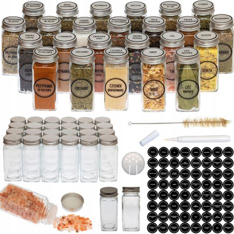 Set di 24 barattoli per spezie da 120 ml + 68 etichette per barattoli di spezie