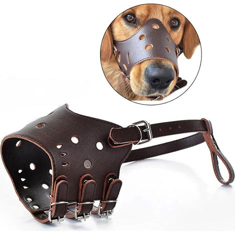 Muselière pour Chien en Cuir Muselière Anti-aboiement museau de Chien pour Les Chiens Grands Petite Moyenne (1/5)