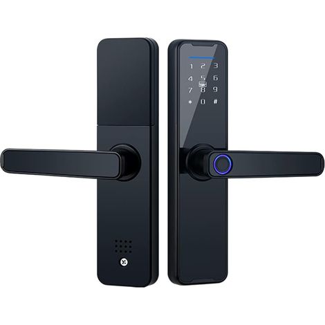 Tuya Smart-Fingerabdruck-Türschloss, Aluminiumlegierung Smart-Türschloss, Fingerabdruck/Karte/Schlüssel/Code entsperren