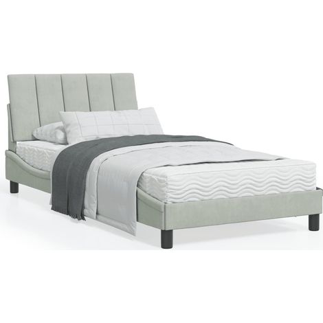 Bett mit Matratze Hellgrau 100x200 cm Samt vidaXL621014 (1/5)
