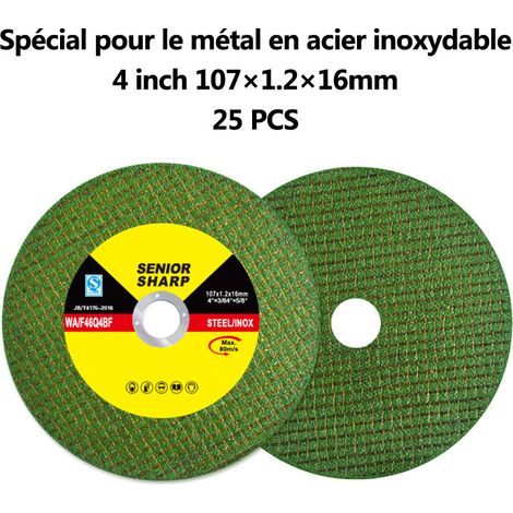 Disques A Tronconner 25Pcs 107 X 16 X 1.2 Mm Tissu A Double Maille Pour L'Inox Et Le Metal Pour Meuleuse D'Angle De 100Mm (1/4)