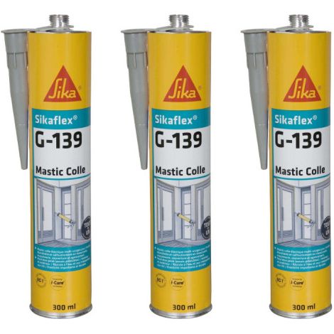 Lot de 3 mastic-colle à prise rapide SIKA Sikaflex G 139 - Gris béton - 300ml