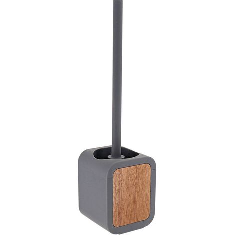 Scopino quadrato in gomma + abs e acacia - grigio - Tendance