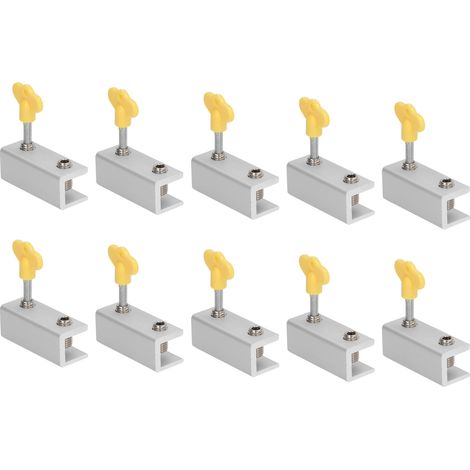 Lot de 10 verrous de fenêtre coulissante réglables à double trou, avec clé et ouvre-bouteille, en alliage d'aluminium argenté, sécurisé pour enfants, pour portes et fenêtres coulissantes verticales ou (1/5)