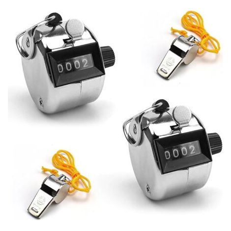 2 Pièces Compteur Manuel, Compteur, Compteurs Manuels à 4 Chiffres, Compteur à Main Portable, avec 2 Sifflets, pour Ecoles, Gymnases, Entrepôts (1/5)