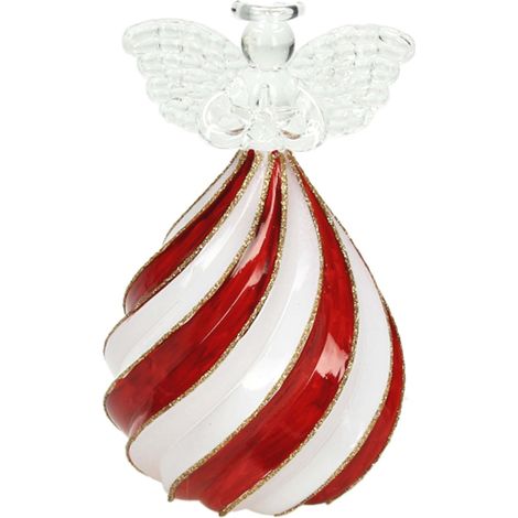 Tognana Angelo Bombato Natale con Led H 13 Cm Christmas Lollipop Vetro Bianco Rosso