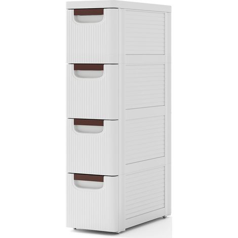 3/4/5/6-Drawer Rolling Organizer Unit Narrow Storage Cabinet with Built-In Wheels for Small Space-4-Drawer (1/5)