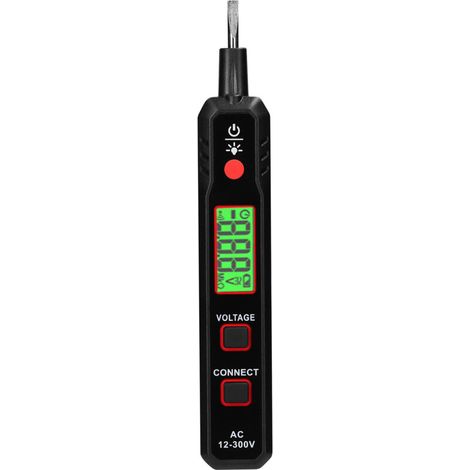 Stylo testeur électrique avec écran LCD, testeur de tension AC12-300V, détecteur de phase/neutre, localisateur de coupures de câbles, lampe torche et alarme sonore. (1/5)