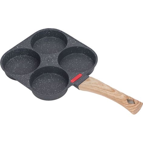 Hitzeempfindliche Eierpfanne aus Silikon und Aluminium, ideal für Pfannkuchen, Omeletts und Hamburger (4 Mulden), mit ergonomischem Griff. (1/5)